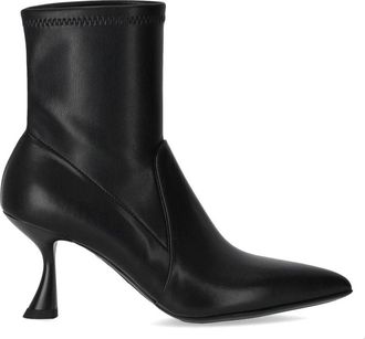 Sergio Levantesi Zwarte leren enkellaars met hak - Dames - Laarzen met Hak - Zwart - 37 1/2 EU - Leer - Schoenen