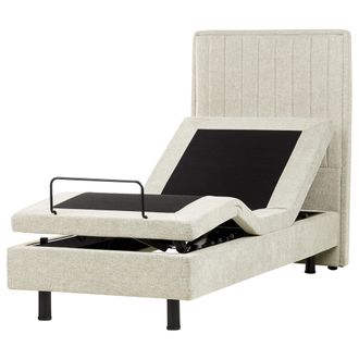 Beliani Cama Articulada El&eacute;ctrica Moderna Mando A Distancia Ajustable Tapicer&iacute;a De Tela Beige 80 X 200 Cm Duke Ii
