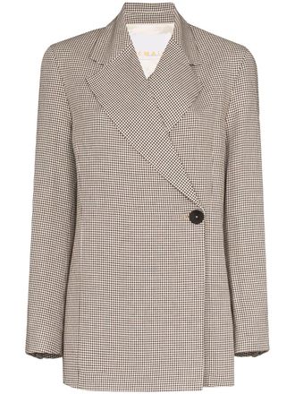 Remain Viv checked double-breasted blazer - women - Cotton/Linen/Flax/Polyester/Viscose - 40 - Brown
