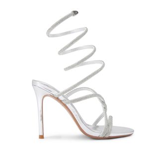 Kurt Geiger Womens Sloane Sandals - Silver Fabric - Size UK 3