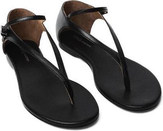 Mango Leather Strap Sandal in Black at Nordstrom, Size 7.5Us