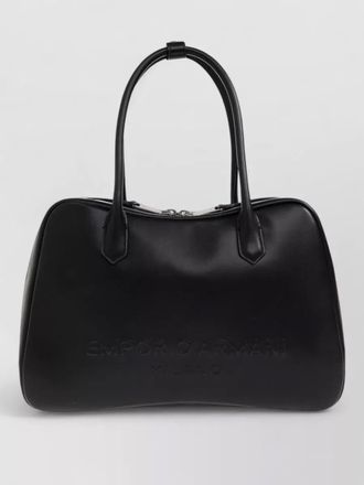 Emporio Armani leather laptop bag shoulder strap handles