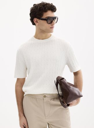 Le 31 Mens Twisted-cable short-sleeve sweater