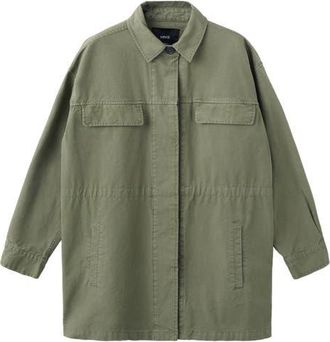 Mango Oversize Parka in Khaki Green at Nordstrom, Size Medium