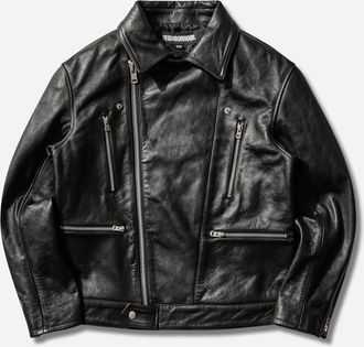 Neighborhood Men s Leather Riders Jacket Black