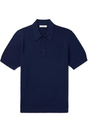 Mr P. Cable-Knit Merino Wool Golf Polo Shirt