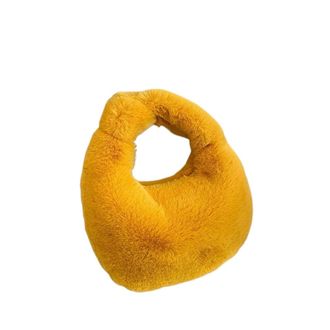 Generic Womens Plush Bags Women Warm Plush Furry Coin Purses Half Moon Bag Wrist Bags(Yellow)