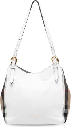Burberry Pre-owned Womens Small Leather And House Check Canvas Canterbury Tote - White - One Size