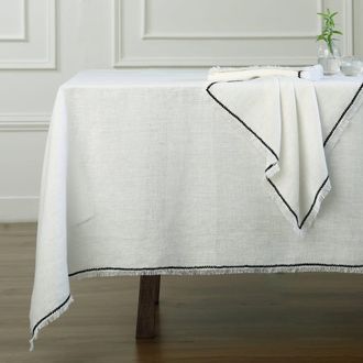Febronie Mantel lino 150x250 blanco / negro
