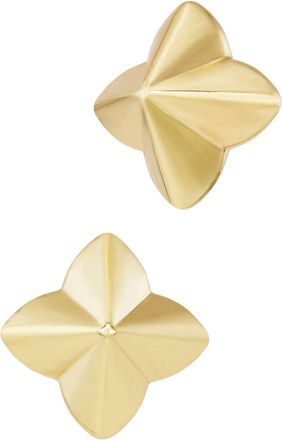 Savvy Cie Jewels GOLD PLATED OVER BRASS QUATRAFOIL STUD PLAIN EARRINGS