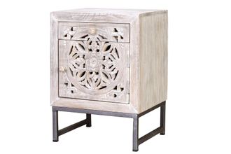 Giner&Colomer Mesita 1 puerta y 1 cajon fabricado en madera de mango y base de metal