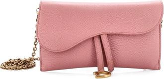 Dior Clutch Saddle in pelle con catena - Rosa