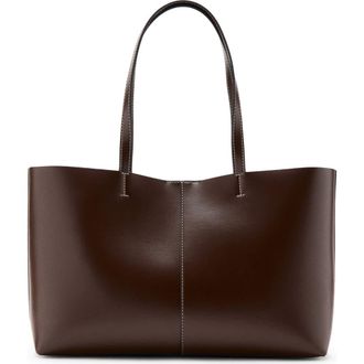 Mango Faux Leather Shopper Tote in Brown at Nordstrom