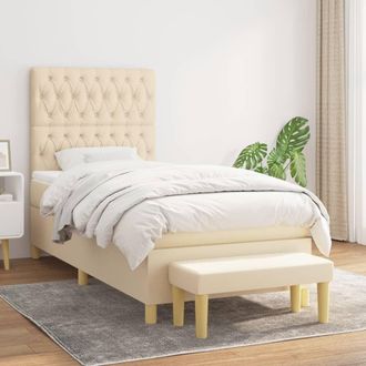 vidaXL Vidaxl - Cama Box Spring Con Colch&oacute;n Tela Color Crema 90x190 Cm