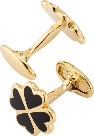 Jan Leslie Four Leaf Clover Sterling Silver Gold Vermeil Cufflinks in Black at Nordstrom