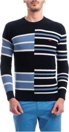 Harmont & Blaine Rondgebreide trui - Heren - Ronde hals truien - Blauw - M - Katoen - Truien & Vesten