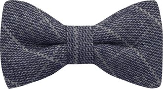 King & Priory Stone Blue Birdseye Check Bow Tie