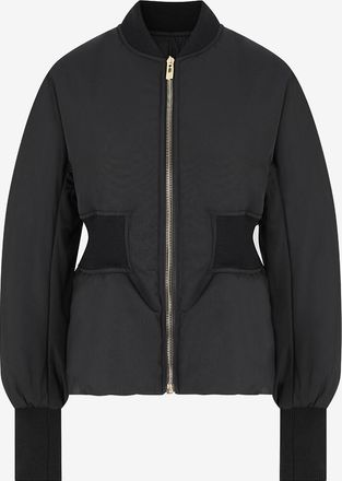 Alaia Kurze Bomberjacke mit Puff&auml;rmeln aus Wollmischung Peplum Bomber
