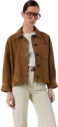 Gerard Darel Tanael Suede Leather Jacket in Straw at Nordstrom, Size Medium
