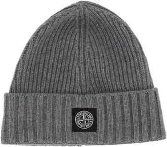 Stone Island Accessoires, Heren, Grijs, M, Wol, Rib-Knit Wool Blend Beanie