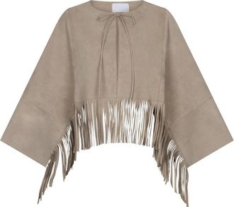 Dante6 Spencer Poncho - Dames - Jassen - Beige - Maat: ONE Size Leer