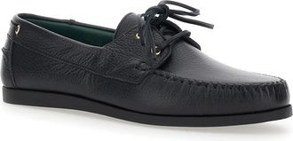 Vinny&rsquo;s Mens Loafers Black Leather Grain