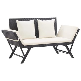 vidaXL Vidaxl - Panchina Da Giardino Con Cuscini 176 Cm Nera In Polyrattan