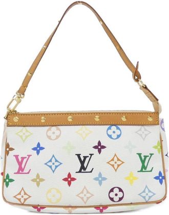 Louis Vuitton Multi-Color White Coated Canvas Pochette Pouch (Pre-Owned)