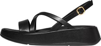 FitFlop Womens F-Mode Leather Strappy Back-Strap Sandals In All Black
