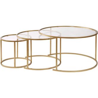 Asir Group LLC Mesa De Centro, Mesa De Sal&oacute;n, Mesa Auxiliar. Set Gold Transparente