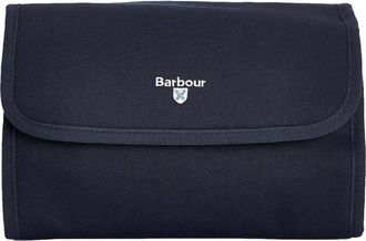 Barbour Blauwe Hangende Toilettas met Ruitdetail - Dames - Clutches - Blauw - ONE Size - Tassen