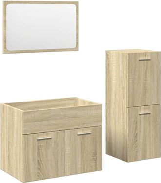 vidaXL Set De Muebles De Ba&ntilde;o 3 Pzas Madera Contrachapada Roble Sonoma Vidaxl