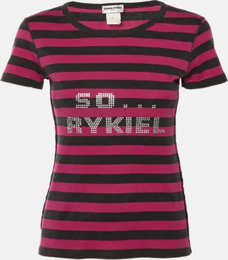 Sonia Rykiel Pink Striped Cotton So Rykiel Embellished T-Shirt
