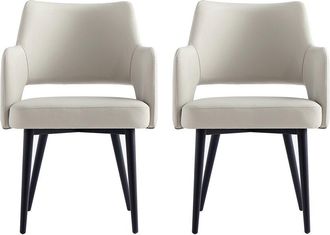 Manhattan Comfort Tremont Modern Leatherette Dining Arm Chair With Metal Legs