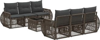 vidaXL Conjunto De Sof&aacute;s De Jard&iacute;n 7 Uds. Gris Rat&aacute;n Sint&eacute;tico Vidaxl