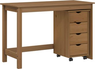 vidaXL Juego De Escritorio Y Gabinete 2 Uds. Marr&oacute;n Miel Vidaxl