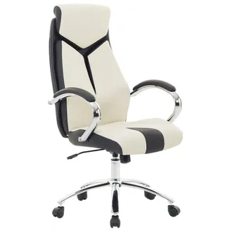 Beliani Beliani - Silla De Oficina Reclinable De Poli&eacute;ster Beige Negro Plateado Giratorio Formula 1