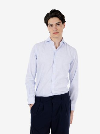 Xacus Washed shirt a righe azzurro