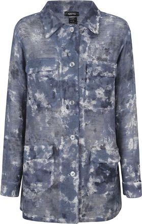 Avant Toi Heldere Blauwe Linnen Katoenen Jas Itali&euml; - Dames - Zomerjassen - Blauw - M - Katoen - Jassen