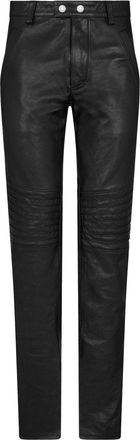 Dsquared2 press-stud fastening leather tapered trousers - men - Cotton/Calf Leather/Polyester - 46 - Black