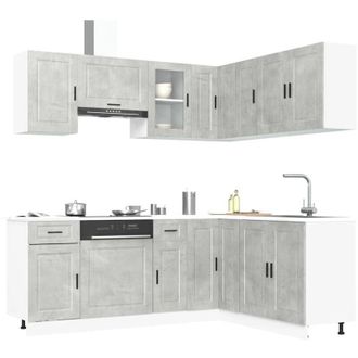 vidaXL Vidaxl - Set Mobili da Cucina 11 pz Porto Grigio Cemento in Truciolato