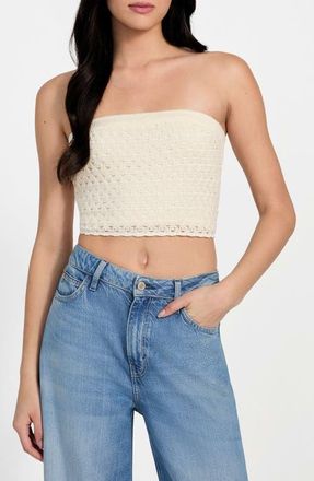 Guess Luca Strapless Crop Knit Tube Top in Dove White at Nordstrom, Size Medium