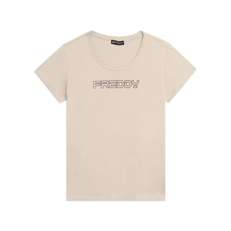 Freddy T-shirt Manica Corta con Logo FREDDY in Outline Glitter