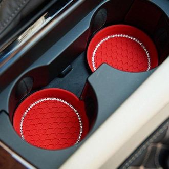 OEM Portavasos Para Coche - Posavasos - Interior Del Coche - Absorbente De Agua - 9x9x3 Cm - Rojo