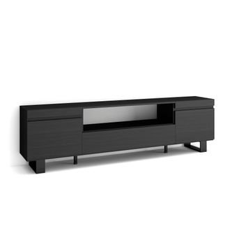 Skraut Home Mueble tv efecto madera negro 200x35x57cm con patas