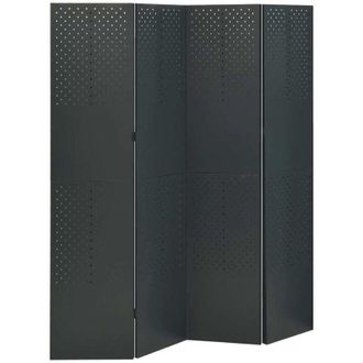 vidaXL Biombo Divisor De 4 Paneles Acero Gris Antracita 160x180 Cm Vidaxl