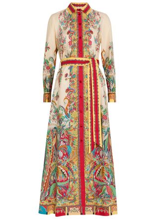 Etro Printed Belted Cotton-poplin Midi Shirt Dress - Multicoloured - 44 (UK12 / M)