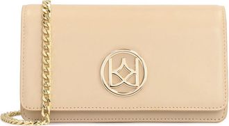 Kazar Leren rechthoekige tas aan een gouden ketting - Dames - Schoudertassen - Beige - ONE Size - Leer - Tassen