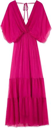 Oltre Lange Jurk van Zijdemix Voile - Dames - Avondkleed - Roze - S - Kleedjes