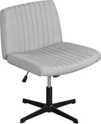 Costway Criss Cross Chair No Wheels Cross-Legged Swivel Desk Chair-Grey